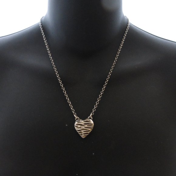 Cast 999 Silver Brutalist Heart Necklace Pendant - Picture 1 of 6